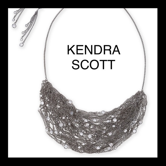 NWT Rare & Retired Kendra Scott Anastasia Bib Statement Necklace Hematite & CZ’s - Picture 7 of 17